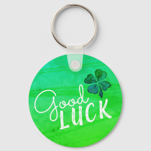 Good Luck Four Leaf Clover Shamrock Keychain