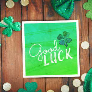 Good Luck Four Leaf Clover Shamrock  Napkin