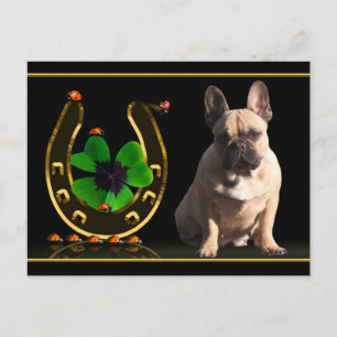 Good luck French Bulldog postcard