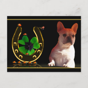 Good luck French Bulldog postcard