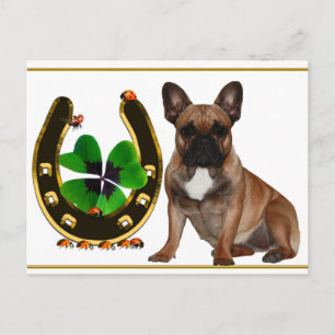 Good luck French Bulldog postcard