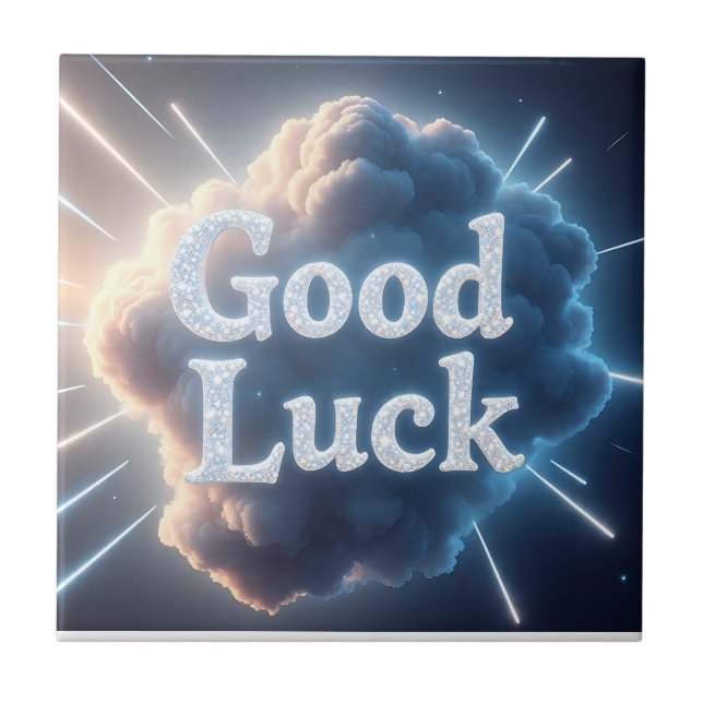 Good Luck — Glowing Cloud Typography with Light Be Tile (Front)