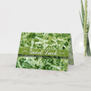 Good Luck Green Crinkled Shredded Paper Abstract Card