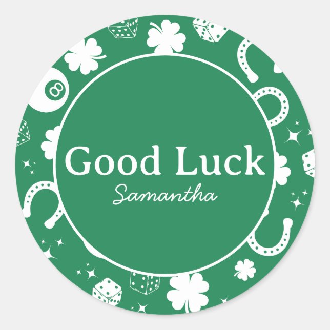 Good luck Green Shamrock Classic Round Sticker (Front)