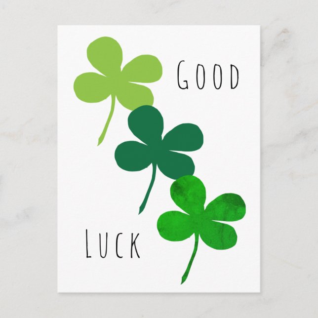 Good Luck Green Shamrocks Postcard (Front)