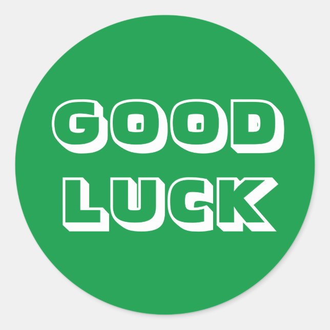 Good Luck, green white Classic Round Sticker (Front)