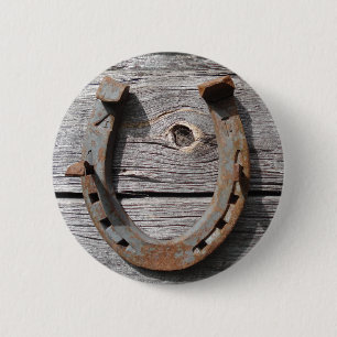 Good Luck Horseshoe Badge Name Tag 2 Inch Round Button