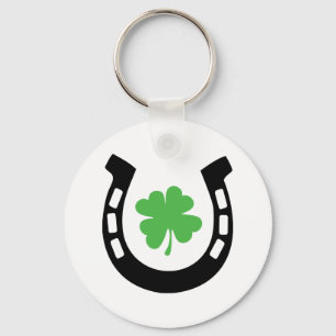Good Luck Horseshoe Cloverleaf - Shamrock Keychain