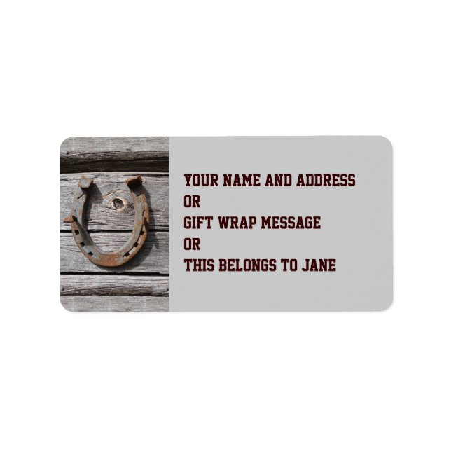 Good Luck Horseshoe Name Gift Tag Bookplate (Front)