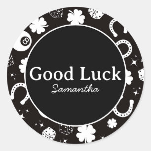 Good luck Horseshoe Shamrock Classic Round Sticker