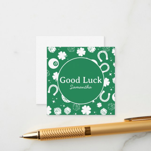 Good luck Horseshoe Shamrock Enclosure Card (Front/Back In Situ)