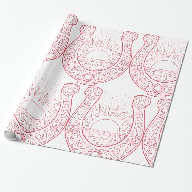 Good Luck Horseshoe Wrapping Paper (Unrolled)