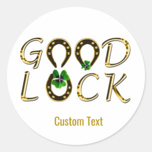 Good Luck Horseshoes & Four Leaf Clovers Classic Round Sticker