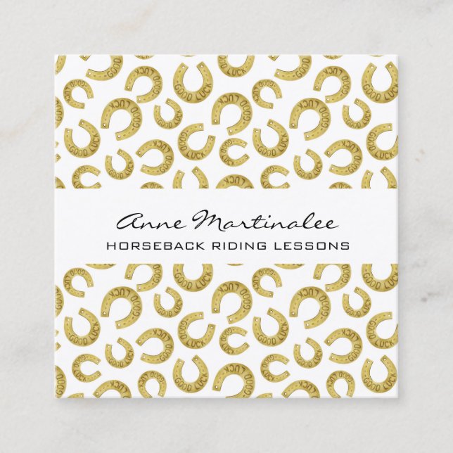 Good Luck Horseshoes Square Business Card (Front)