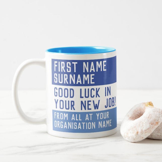 Good Luck in your New Job - Leaving Present Two-Tone Coffee Mug (With Donut)