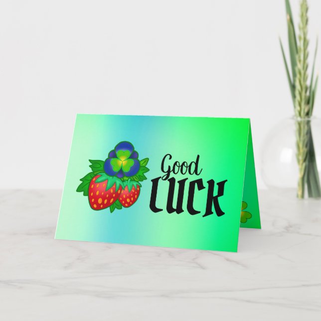 Good Luck Irish Strawberry Exam Study Wish Card (Front)