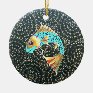 Good Luck Koi Fish Symbol of Fortune Ceramic Ornament