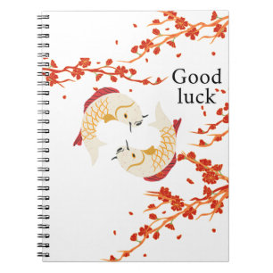 Good Luck Koi Fish with Sakura Elegant Japanese Notebook