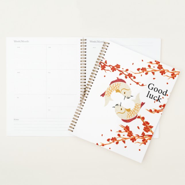 Good Luck Koi Fish with Sakura | Elegant Japanese  Planner (Display)