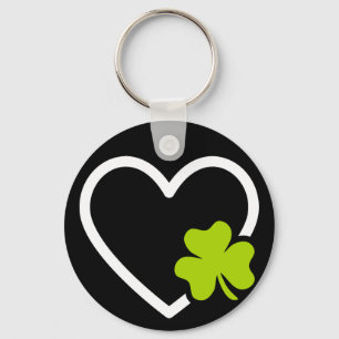 Good Luck Lucky Charm Symbol Clover Heart Keychain