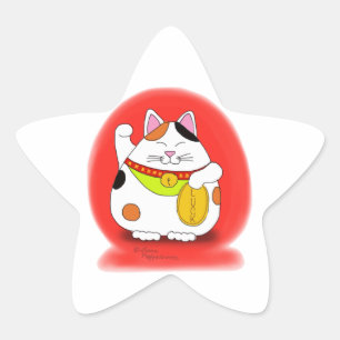 Good Luck Maneki Neko Star Sticker