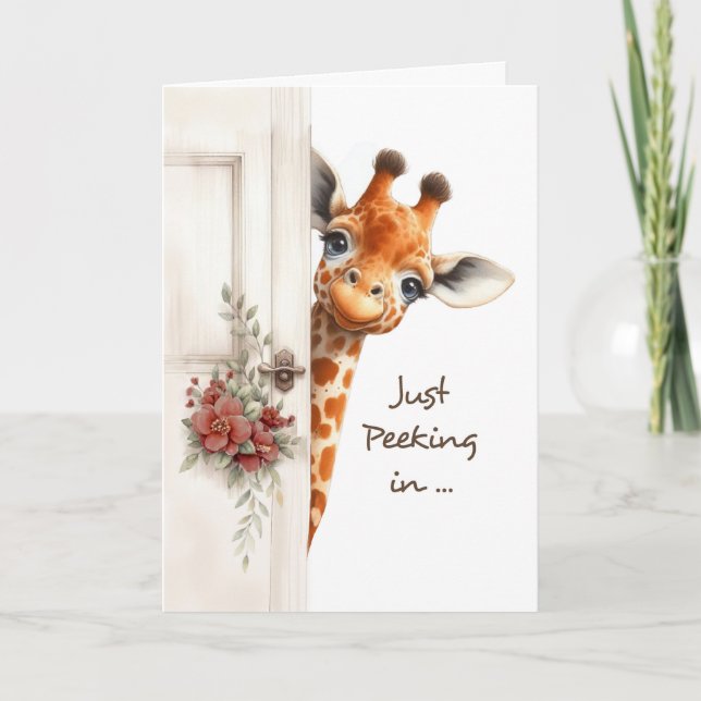 Good Luck on Test Giraffe Peeking In Card (Front)