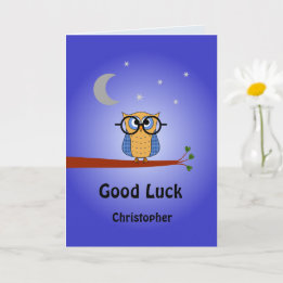Good Luck personalized clever night owl Card