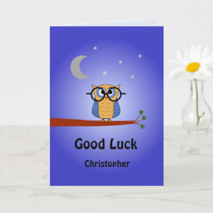 Good Luck personalized clever night owl Card