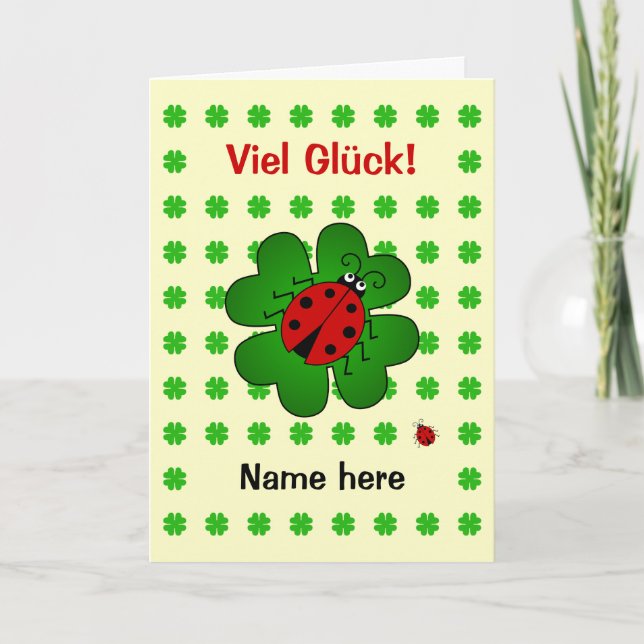 Good Luck personalized Viel Gluck Card (Front)