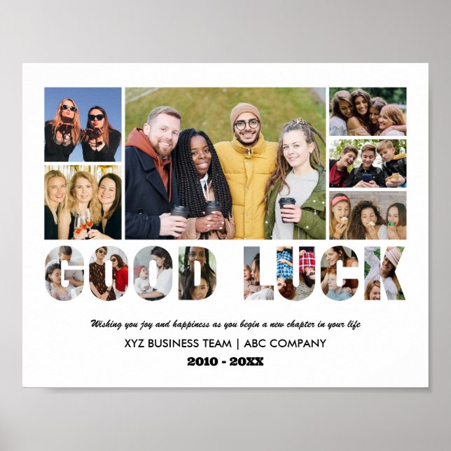 Good Luck Photo Collage Office Colleague Farewell Poster (Front)
