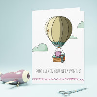 Good Luck Pink Bear in Hot Balloon Farewell