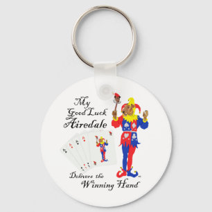 Good Luck Poker Airedale Terrier Keychain