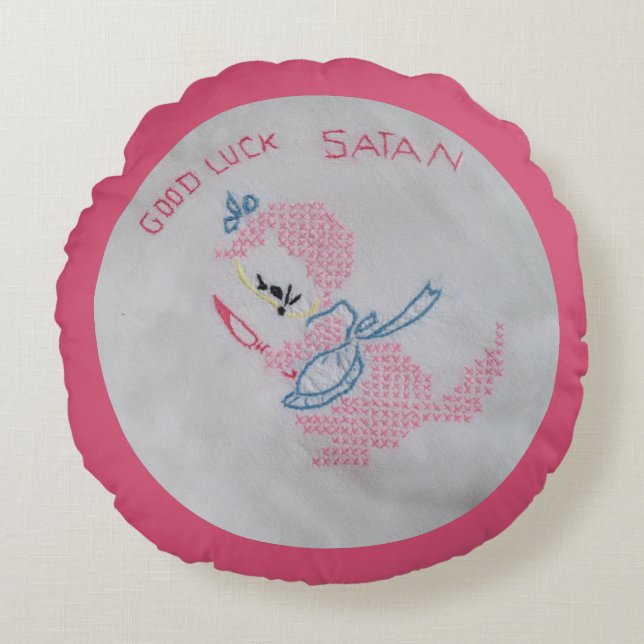 GOOD LUCK SATAN/ GOOD LUCK ON SATURN ROUND PILLOW (Front)