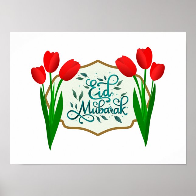 Good Luck set of Three Red Tulips Poster (Front)
