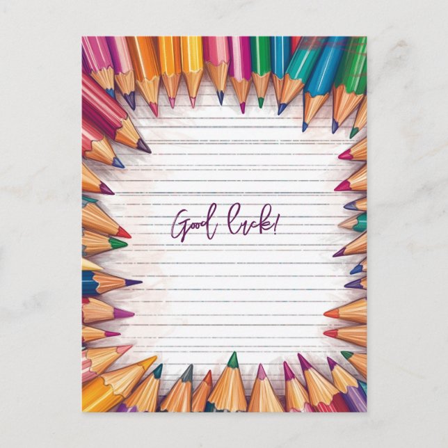 Good Luck Surrounded by Pencils Postcard (Front)