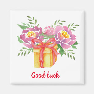 Good luck Watercolor peonies Cute Magnet
