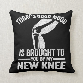 Good Mood By My New Knee Surgery Replacement Recov Throw Pillow