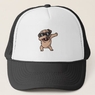 Good Mood Pug with Sunglasses Dabbing Trucker Hat