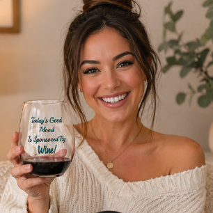 Good Mood Sponsored by Wine Stemless Wine Glass