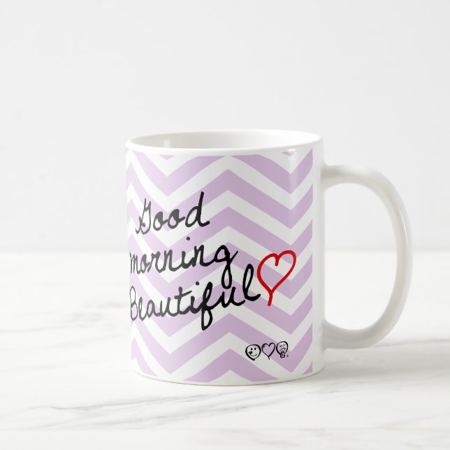 Good Morning Beautiful! Purple Chevron pattern Coffee Mug (Right)