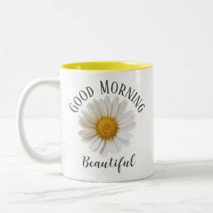 Good Morning Beautiful White Daisy Two-Tone Coffee Mug