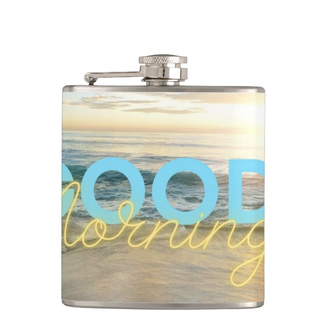 Good Morning Blue Sky Hip Flask (Front)