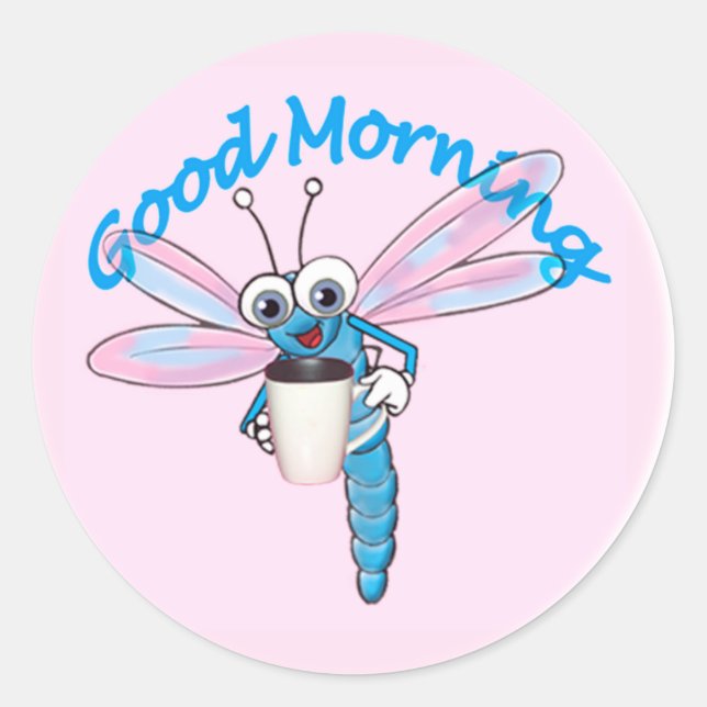 good morning classic round sticker (Front)