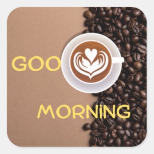 good morning coffe square sticker