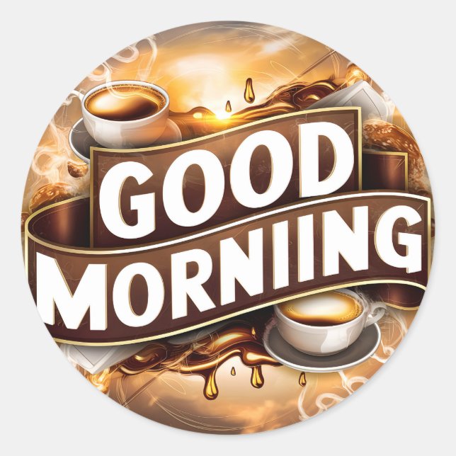 Good Morning Coffee and Breads #4 Classic Round Sticker (Front)