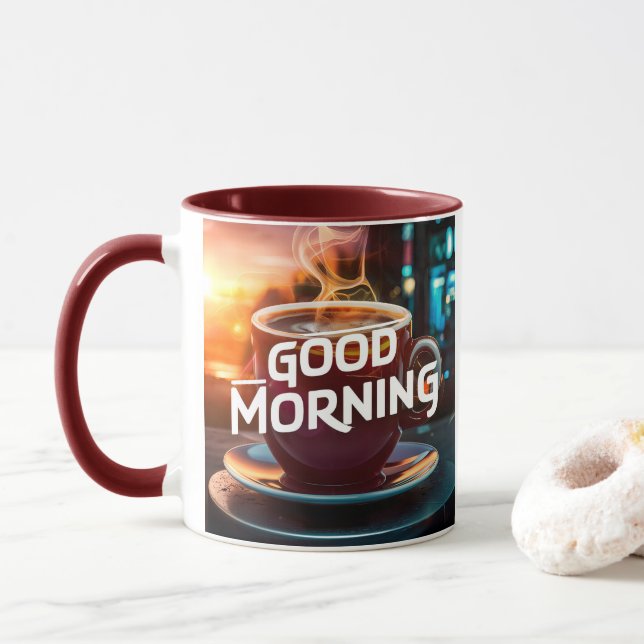 Good Morning Coffee Art #8 Mug (With Donut)