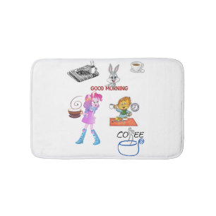 Good morning coffee bath shower mat bathroom white