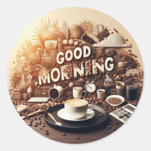 Good Morning Coffee Classic Round Sticker