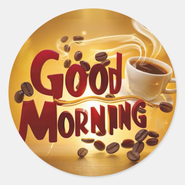 Good Morning Coffee Classic Round Sticker (Front)