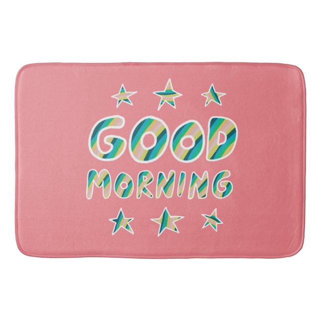 GOOD MORNING Colourful Cool & Fun Stripes Bath Mat (Front)